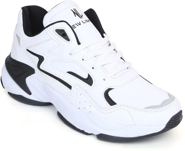 White_&_Black_Pu_Leather_Soft_Cushion_Insole_Running_Shoes_For_Men