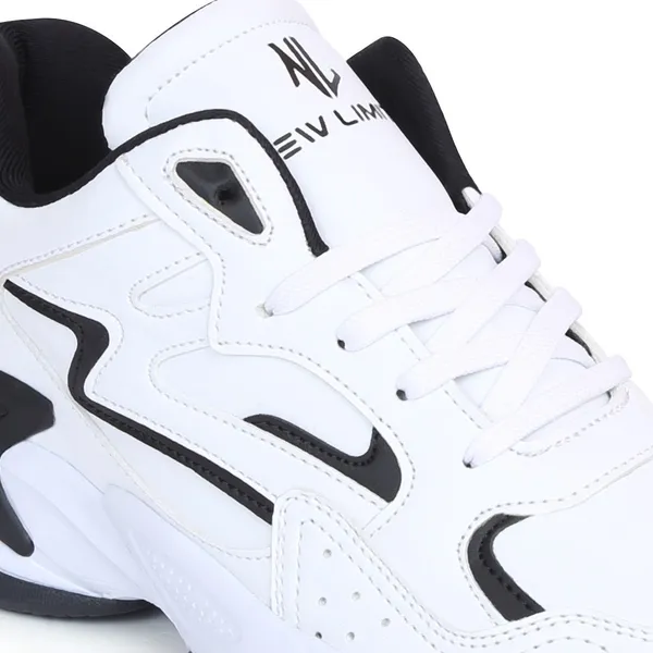 White_&_Black_Pu_Leather_Soft_Cushion_Insole_Running_Shoes_For_Men