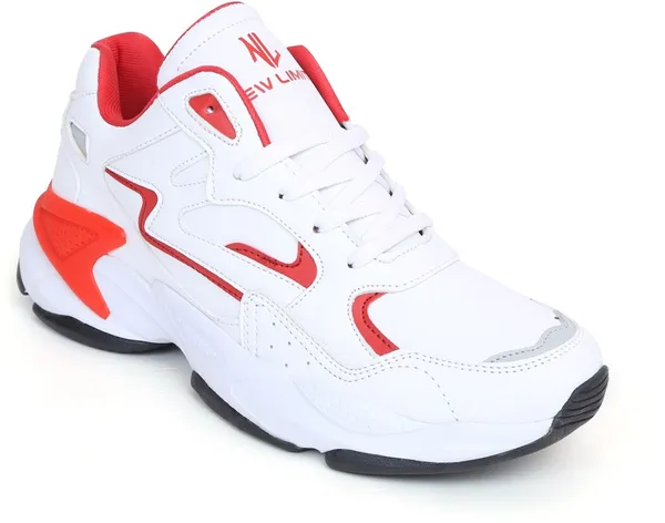 White_&_Red_Pu_Leather_Soft_Cushion_Insole_Running_Shoes_For_Men