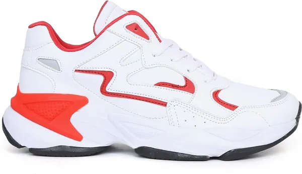 White_&_Red_Pu_Leather_Soft_Cushion_Insole_Running_Shoes_For_Men