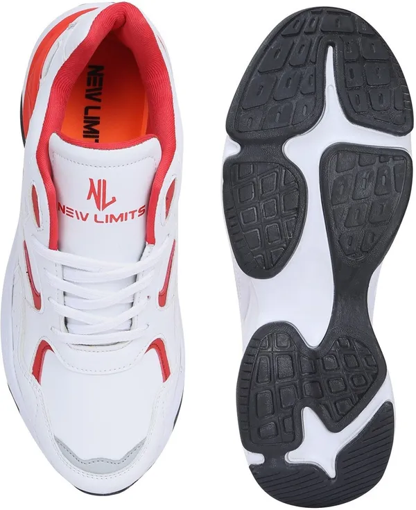 White_&_Red_Pu_Leather_Soft_Cushion_Insole_Running_Shoes_For_Men