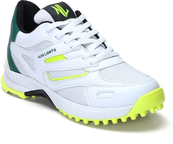 White_&_Green_Pu_&_Mesh_Soft_Cushion_Insole_Cricket_Shoes_For_Men