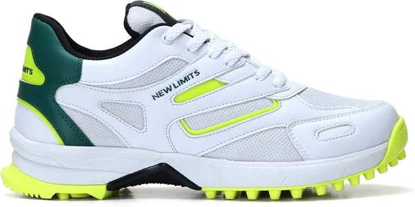 White_&_Green_Pu_&_Mesh_Soft_Cushion_Insole_Cricket_Shoes_For_Men