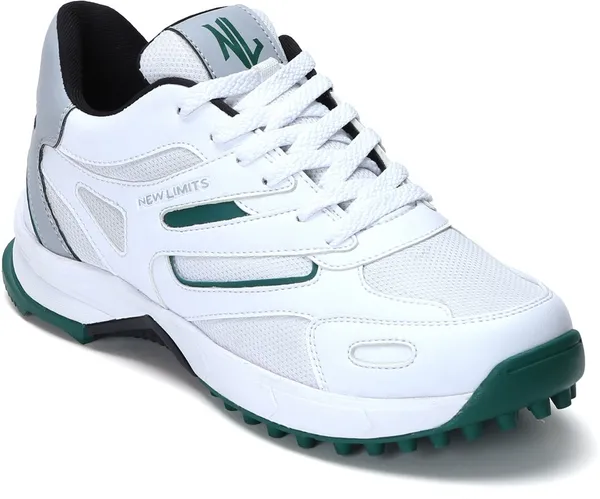 White_&_Grey_Pu_&_Mesh_Soft_Cushion_Insole_Cricket_Shoes_For_Men
