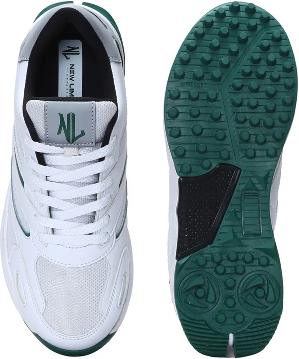 White_&_Grey_Pu_&_Mesh_Soft_Cushion_Insole_Cricket_Shoes_For_Men