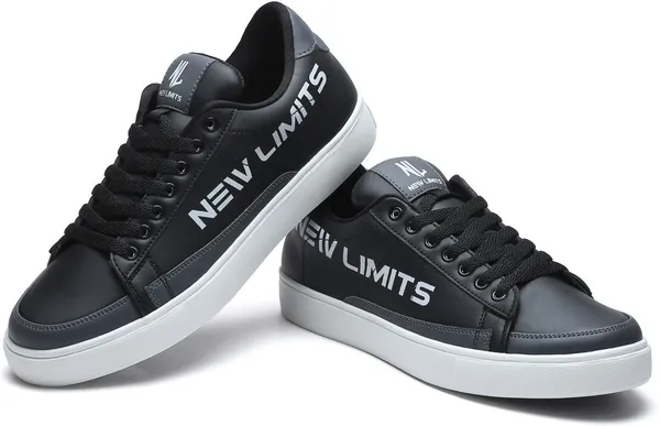 Black_Pu_Leather_Soft_Cushion_Insole_Sneakers_For_Men