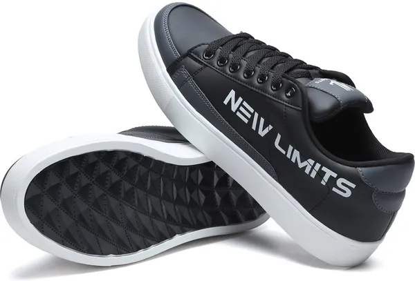 Black_Pu_Leather_Soft_Cushion_Insole_Sneakers_For_Men