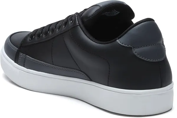 Black_Pu_Leather_Soft_Cushion_Insole_Sneakers_For_Men