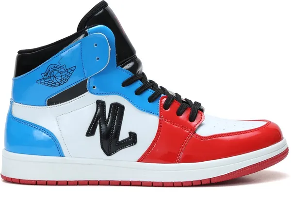 White,_Red_&_Blue_Pu_Leather_Soft_Cushion_Insole_Sneakers_For_Men