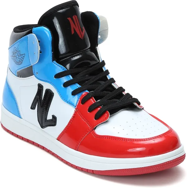 White,_Red_&_Blue_Pu_Leather_Soft_Cushion_Insole_Sneakers_For_Men