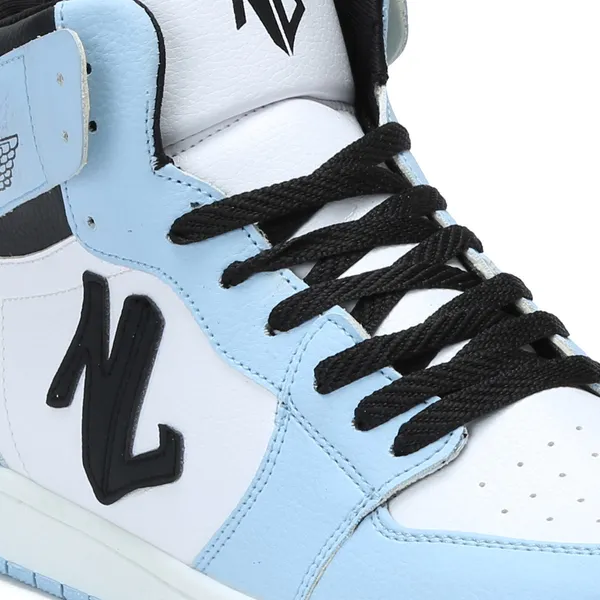 White_&_Blue_Pu_Leather_Soft_Cushion_Insole_Sneakers_For_Men