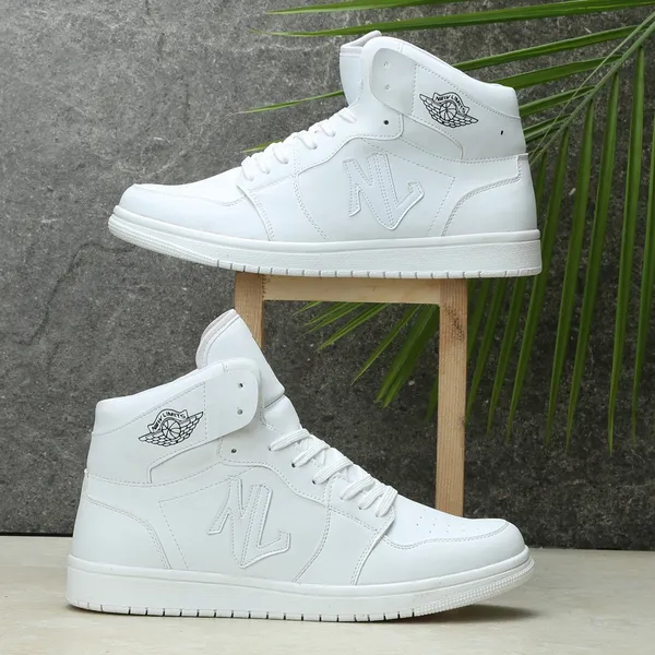 White_Pu_Leather_Soft_Cushion_Insole_Sneakers_For_Men