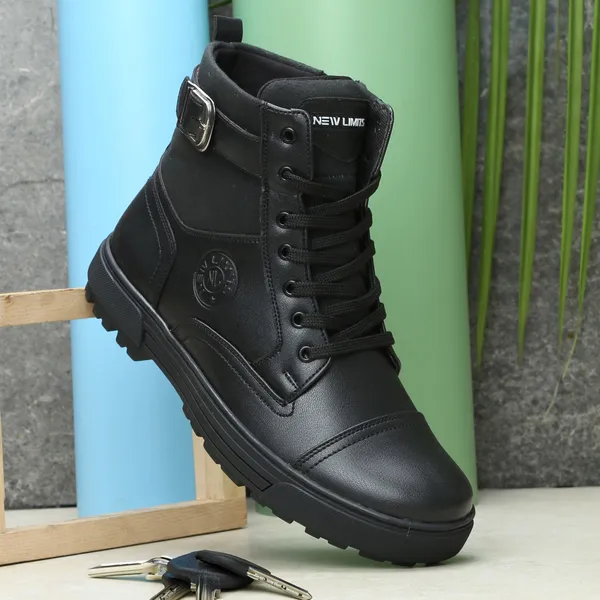 Black_Pu_Leather_Soft_Cushion_Insole_Lining_Boots_For_Men