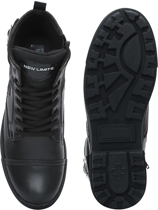 Black_Pu_Leather_Soft_Cushion_Insole_Lining_Boots_For_Men