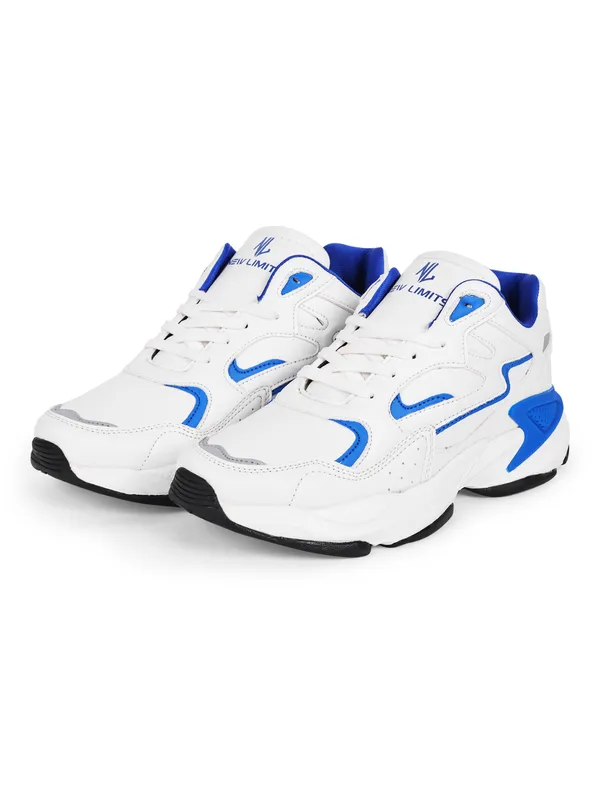 White_&_Blue_Pu_Leather_Soft_Cushion_Insole_Running_Shoes_For_Men