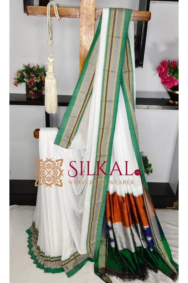 Flag_Color_Handloom_Cotton_Silk_Saree_SKL03844