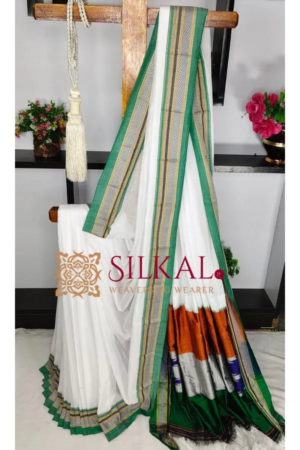 Flag_Color_Handloom_Cotton_Silk_Saree_SKL03844