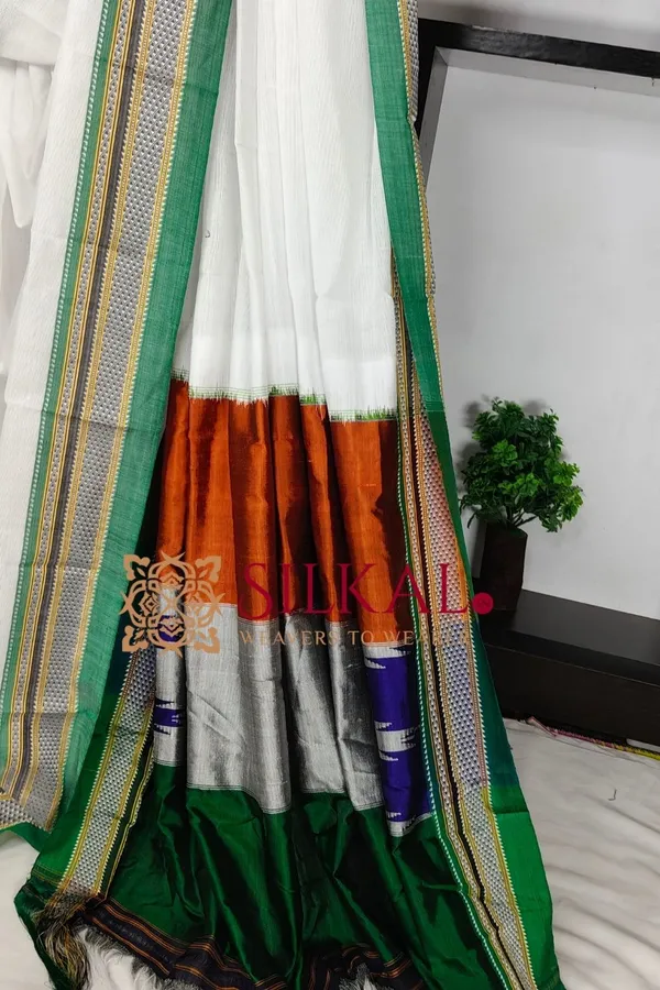 Flag_Color_Handloom_Cotton_Silk_Saree_SKL03844