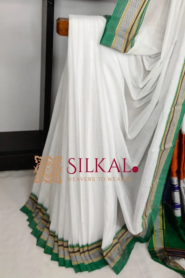 Flag_Color_Handloom_Cotton_Silk_Saree_SKL03844