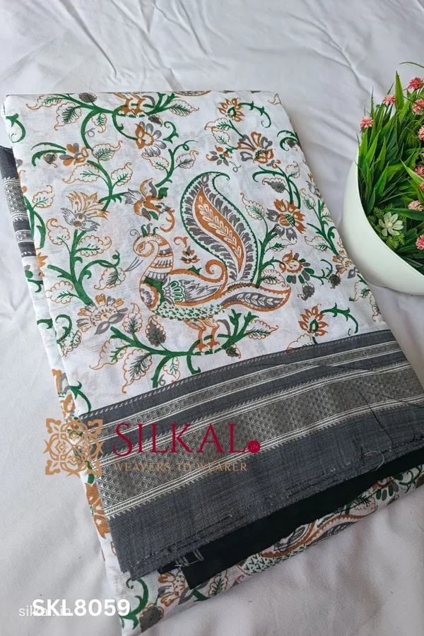 Ilkal_Handloom_Cotton_Silk_Print_Saree_Code-_SKL1879