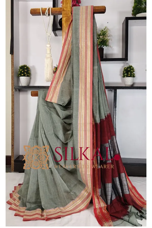 ILKAL_NIB_Cotton_Gomi_Border_Saree_SKL03420