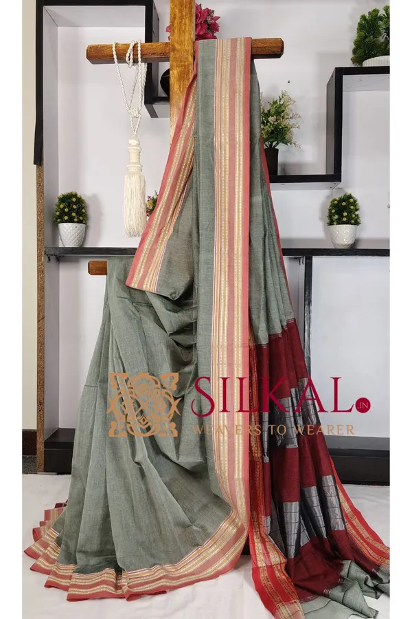 ILKAL_NIB_Cotton_Gomi_Border_Saree_SKL03420