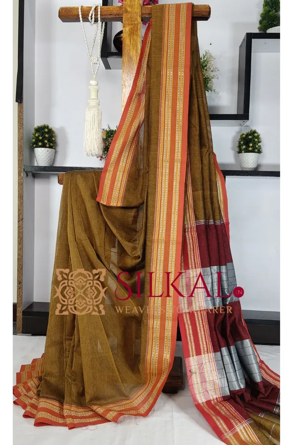 ILKAL_NIB_Cotton_Gomi_Border_Saree_SKL03422