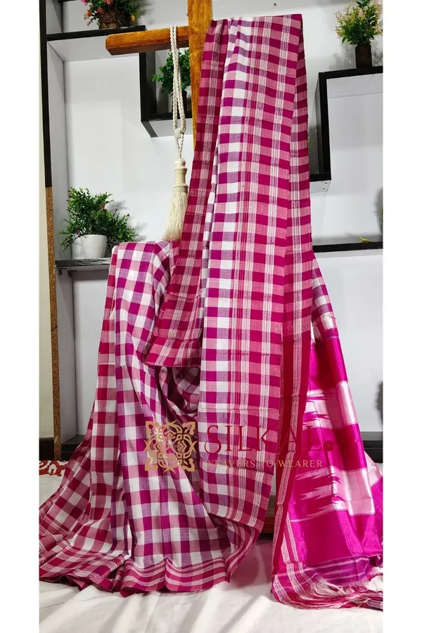 Ilkal_Big_Checks_Cotton_Silk_Gayatri_Border_Saree_SKL2000