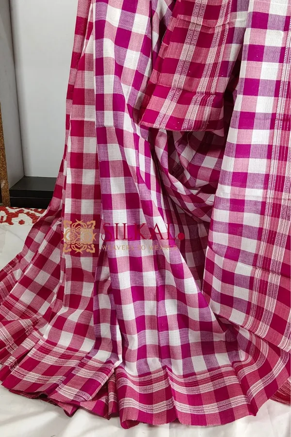 Ilkal_Big_Checks_Cotton_Silk_Gayatri_Border_Saree_SKL2000