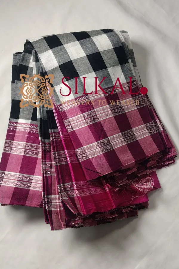 Ilkal_Big_Checks_Cotton_Silk_Gayatri_Border_Saree_SKL3204