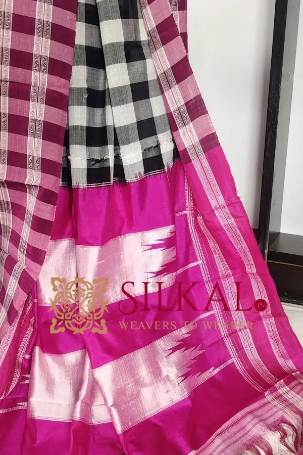 Ilkal_Big_Checks_Cotton_Silk_Gayatri_Border_Saree_SKL3204