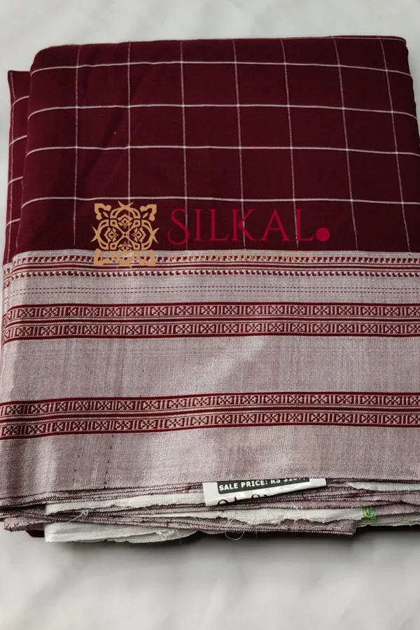 Ilkal_Big_Checks_Cotton_Silk_Gayatri_Border_Saree_SKL3239