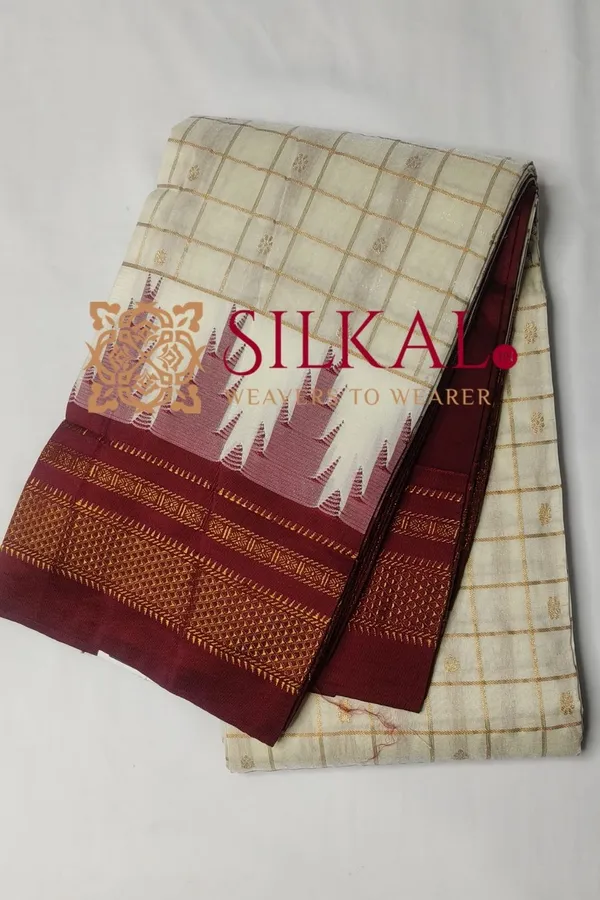 Ilkal_Big_Checks_Temple_Border_Saree_SKL03367