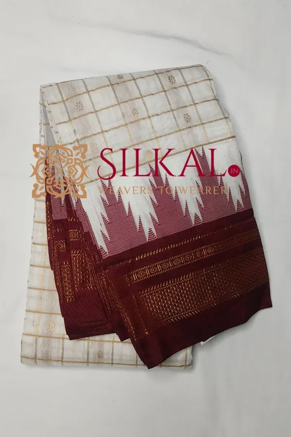 Ilkal_Big_Checks_Temple_Border_Saree_SKL03368