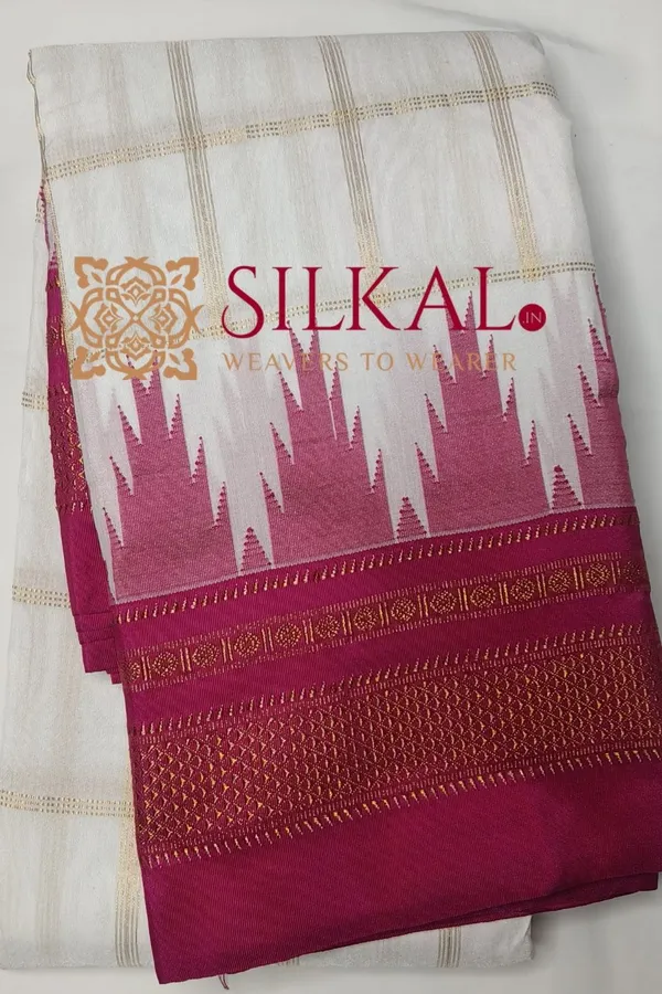 Ilkal_Big_Checks_Temple_Border_Saree_SKL03369