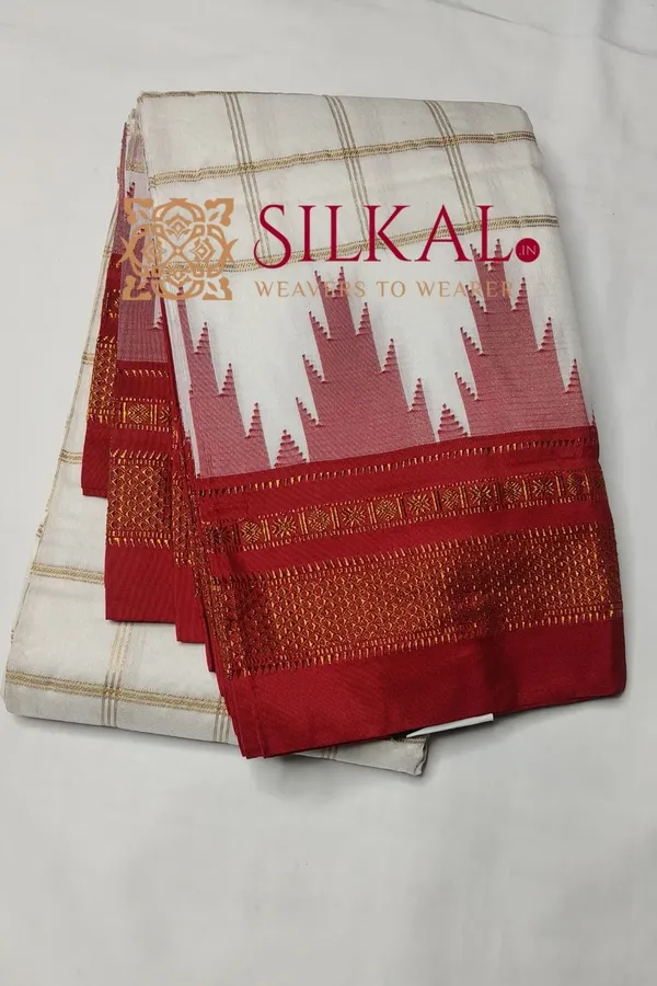 Ilkal_Big_Checks_Temple_Border_Saree_SKL03434