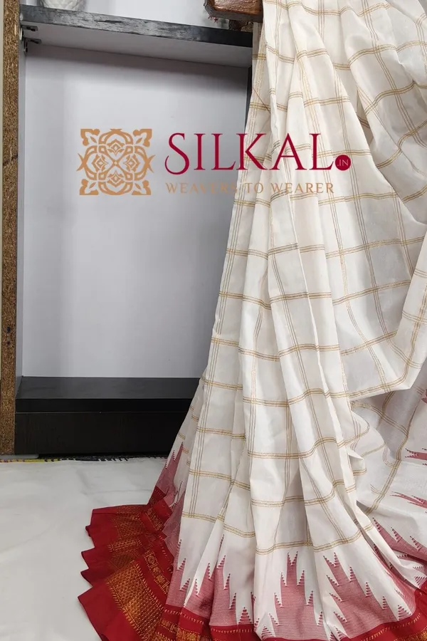 Ilkal_Big_Checks_Temple_Border_Saree_SKL03434
