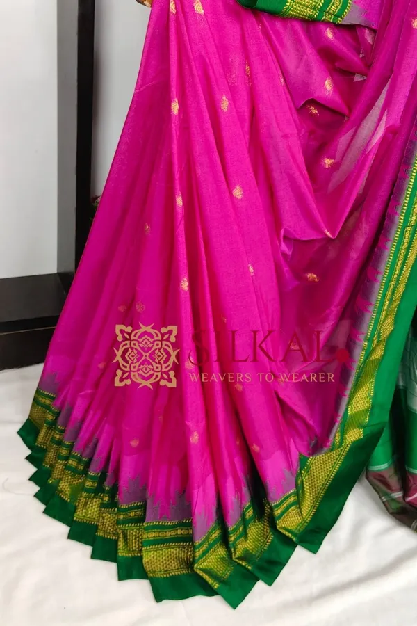 Ilkal_Buta_Cotton_Silk_Temple_Saree_SKL03895