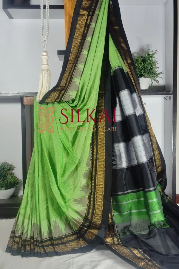 Ilkal_Chadarunga_Cotton_Silk_Temple_Saree_Code-_SKL1885