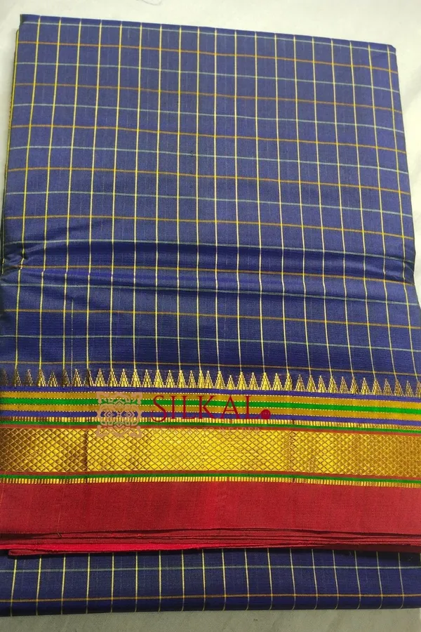 Ilkal_Checked_Mercerized_Silk_Saree_Code-_SKL1820