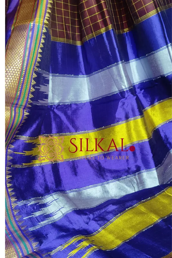 Ilkal_Checked_The_Mercerized_Silk_Saree_Saree_Code-_SKL1798