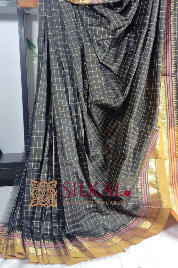 Ilkal_Checked_The_Mercerized_Silk_Saree_Saree_Code-_SKL1796