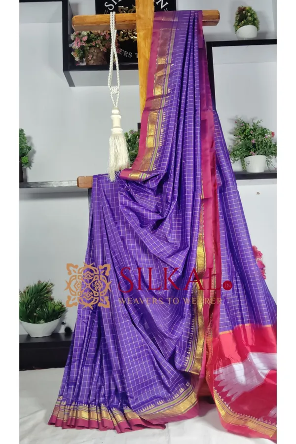 Ilkal_Checked_The_Mercerized_Silk_Saree_Code-_SKL1799