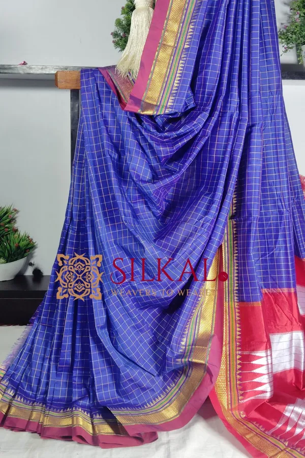 Ilkal_Checked_The_Mercerized_Silk_Saree_Saree_Code-_SKL1800