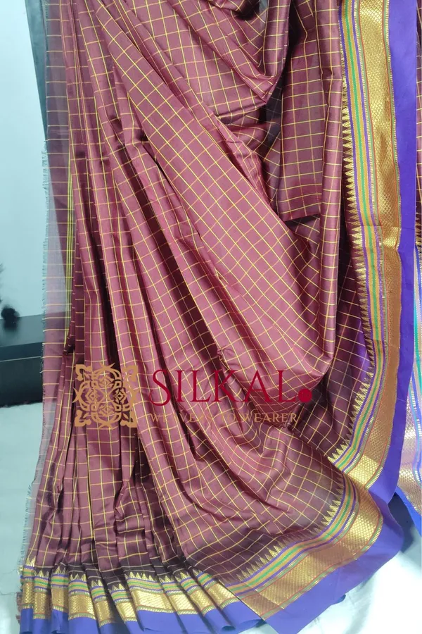 Ilkal_Checked_The_Mercerized_Silk_Saree_Saree_Code-_SKL1798