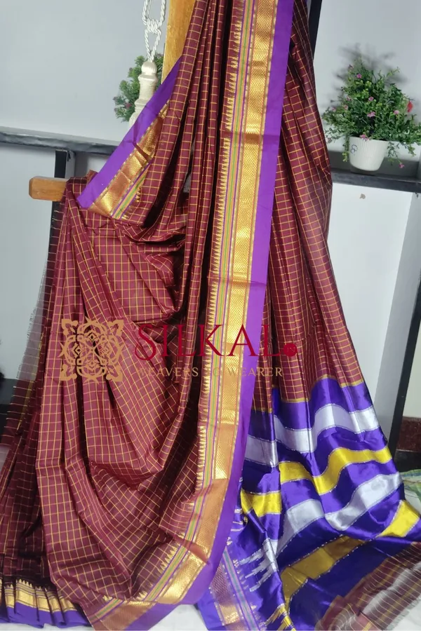 Ilkal_Checked_The_Mercerized_Silk_Saree_Saree_Code-_SKL1798