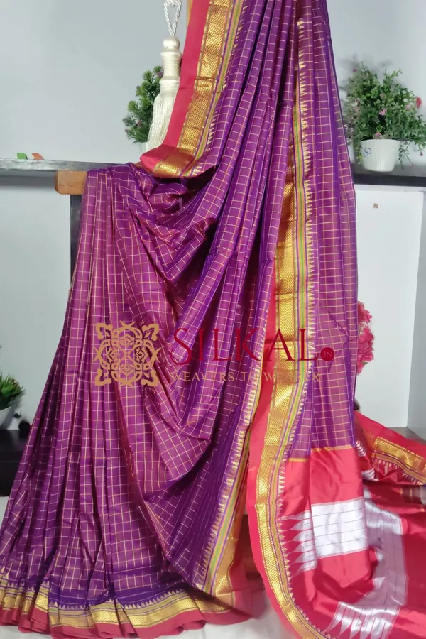Ilkal_Checked_The_Mercerized_Silk_Saree_Saree_Code-_SKL1801