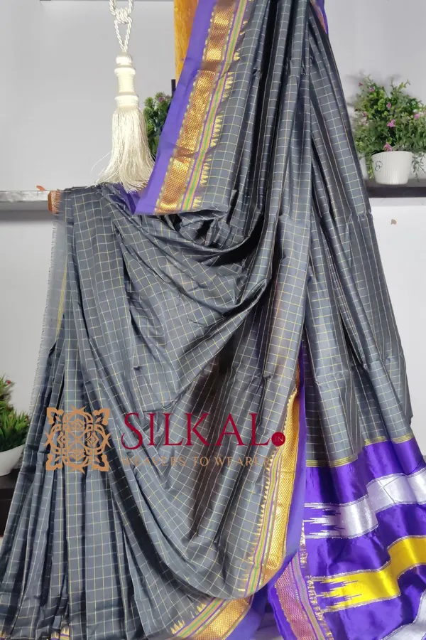 Ilkal_Checked_The_Mercerized_Silk_Saree_Saree_Code-_SKL1795