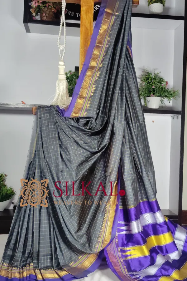 Ilkal_Checked_The_Mercerized_Silk_Saree_Saree_Code-_SKL1795