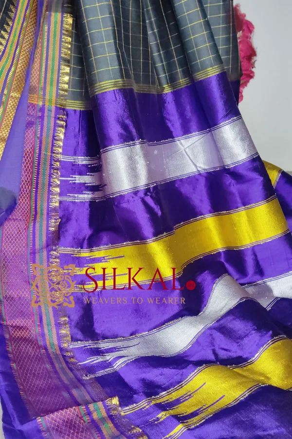 Ilkal_Checked_The_Mercerized_Silk_Saree_Saree_Code-_SKL1795
